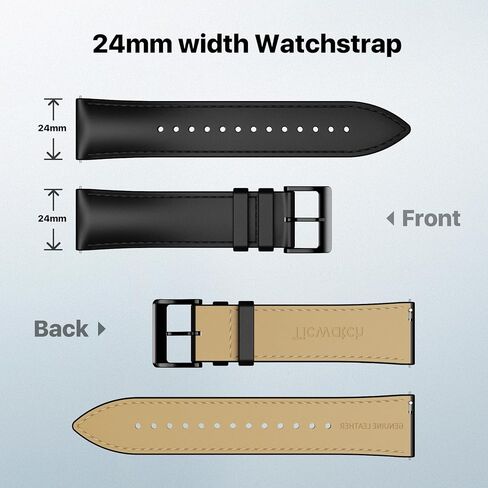 سوار ساعة ذكية بديل من Ticwatch Pro 5 بعرض 24 ملم من الجلد، حزام ساعة أصلي سريع الإصدار فقط لساعة Pro 5، توكسيدو أسود in Kuwait