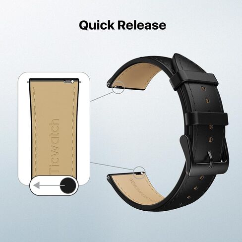 سوار ساعة ذكية بديل من Ticwatch Pro 5 بعرض 24 ملم من الجلد، حزام ساعة أصلي سريع الإصدار فقط لساعة Pro 5، توكسيدو أسود in Kuwait