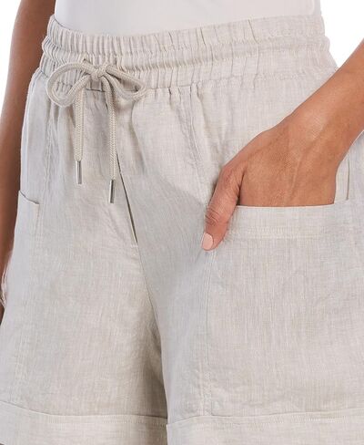 شورت نسائي من الكتان برباط واسع الساق من Cubavera in Kuwait