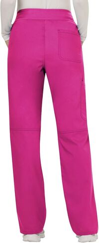 مجموعة ملابس العمل النسائية من Cherokee Revolution WW610 Mock Wrap Top & WW110 منتصف الارتفاع مستقيم الساق سحب على بانت، وردي كهربائي - XS Top / XS Pant in Kuwait