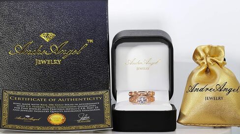 AndreAngel خاتم الخطوبة طقم الزفاف من الذهب الوردي 10 قيراط أحجار زركونيا مكعبة قطع دائري AAAAA + بديل للألماس 1.25 قيراط الذكرى السنوية لعيد الحب وعد الزواج والزفاف in Kuwait