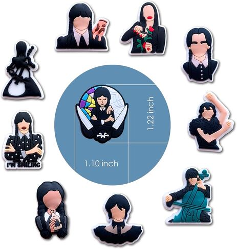 25 قطعة من تعليقات تزيين احذية وينزداي ادامز لصنادل كروك كلوج، دلايات ماري وينزداي دموية لهدايا الحفلات للمراهقين والبالغين، معدن، بدون احجار كريمة in Kuwait