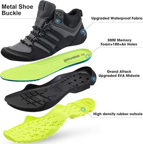 أحذية Grand Attack للمشي لمسافات طويلة للرجال مقاومة للماء، أحذية رجالية عالية الكاحل للمشي لمسافات طويلة في الهواء الطلق خفيفة الوزن للرحلات in Kuwait