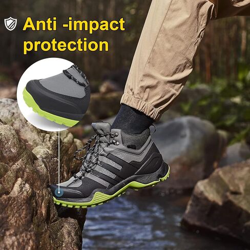 أحذية Grand Attack للمشي لمسافات طويلة للرجال مقاومة للماء، أحذية رجالية عالية الكاحل للمشي لمسافات طويلة في الهواء الطلق خفيفة الوزن للرحلات in Kuwait