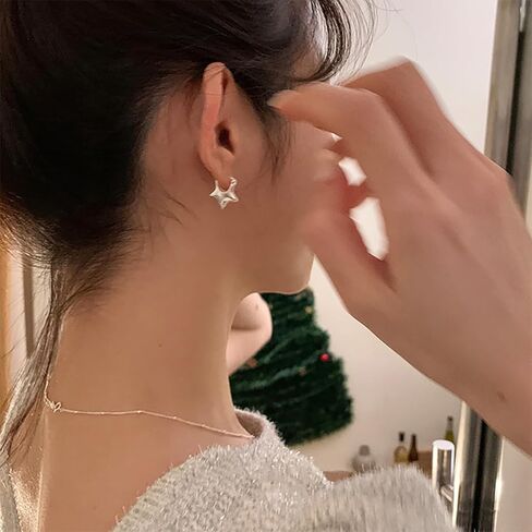 925 أقراط نجمة فضية للنساء الفتيات خمر ستار هوجي هوب أقراط لذيذ الخماسي الأقراط بساطتها ستار بيان أقراط سحر هدايا مجوهرات هيبوالرجينيك in Saudi Arabia