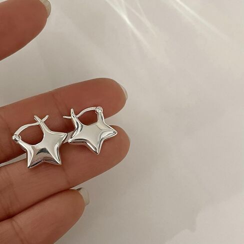 925 أقراط نجمة فضية للنساء الفتيات خمر ستار هوجي هوب أقراط لذيذ الخماسي الأقراط بساطتها ستار بيان أقراط سحر هدايا مجوهرات هيبوالرجينيك in Saudi Arabia
