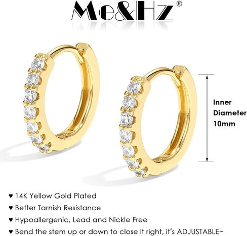 اقراط هوجي مطلية بالذهب عيار 14 قيراط/فضي/ذهبي وردي، اقراط حلقية صغيرة متدلية متدلية على شكل قلب سبايك كروس اولي هاجي مجوهرات بسيطة للنساء والفتيات, حجر الراين المعدني, مكعب زركونيا in Kuwait