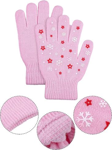 Cooraby 4 Pair Stretch Winter Kids Gloves Full Fingers Magic Gloves Winter Warm Student Knitted Gloves for Boys Girls Kids in Saudi Arabia