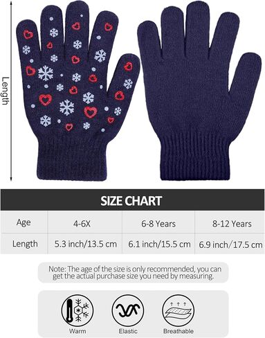 Cooraby 4 Pair Stretch Winter Kids Gloves Full Fingers Magic Gloves Winter Warm Student Knitted Gloves for Boys Girls Kids in Saudi Arabia