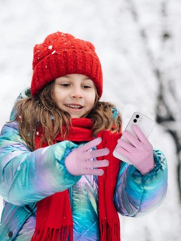 Cooraby 4 Pair Stretch Winter Kids Gloves Full Fingers Magic Gloves Winter Warm Student Knitted Gloves for Boys Girls Kids in Saudi Arabia