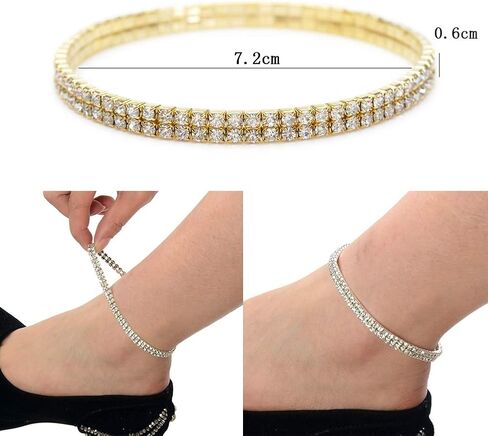 shuning Sexy Anklets for Women Crystal Rhinestone Stretch Tennis Ankle Elastic Bracelet in Kuwait