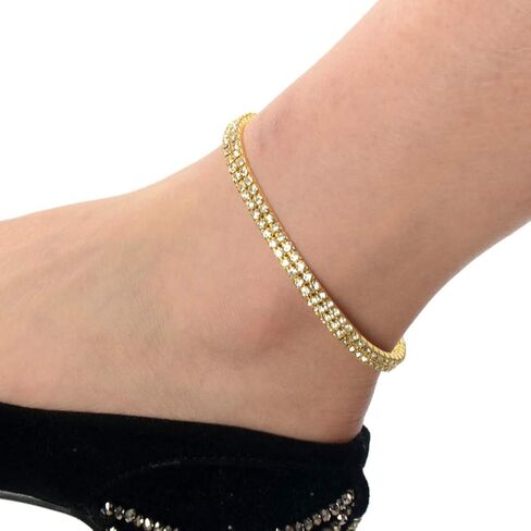 shuning Sexy Anklets for Women Crystal Rhinestone Stretch Tennis Ankle Elastic Bracelet in Kuwait