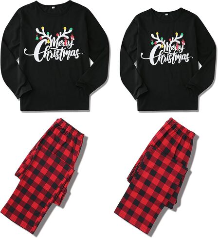 SOLOYEE مطابقة بيجامة عيد الميلاد للأزواج Pjs مجموعات الكبار الكلاسيكية منقوشة عيد الميلاد ملابس خاصة للعائلة الرجال والنساء in Kuwait