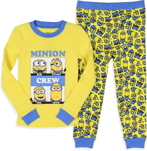 طقم بيجامة نوم من INTIMO Despicable Me للأطفال الصغار من Minions Crew Bob Stuart Phil Kevin بأكمام طويلة in Saudi Arabia