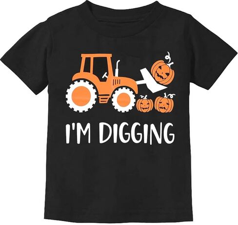 Toddler Boy Spooky Glow in Dark T-Shirt Excavator Short Sleeve Girls Pumpkin Party Halloween Tops in Saudi Arabia