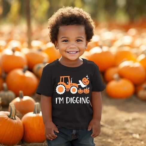 Toddler Boy Spooky Glow in Dark T-Shirt Excavator Short Sleeve Girls Pumpkin Party Halloween Tops in Saudi Arabia