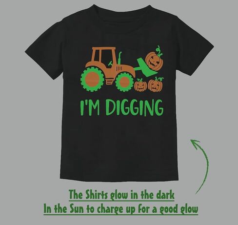 Toddler Boy Spooky Glow in Dark T-Shirt Excavator Short Sleeve Girls Pumpkin Party Halloween Tops in Saudi Arabia