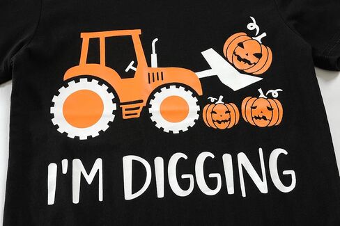 Toddler Boy Spooky Glow in Dark T-Shirt Excavator Short Sleeve Girls Pumpkin Party Halloween Tops in Saudi Arabia