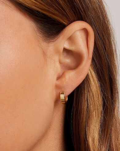 gorjana Women's Rose Huggies, 18k Gold Plated, Minimalist Flat Cuff Huggie Hoop Earrings in Kuwait