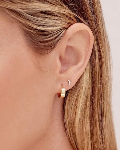 gorjana Women's Rose Huggies, 18k Gold Plated, Minimalist Flat Cuff Huggie Hoop Earrings in Kuwait