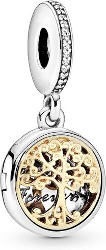 PANDORA Jewelry Family Roots Cubic Zirconia Charm in Sterling Silver and 14K Yellow Gold in Saudi Arabia