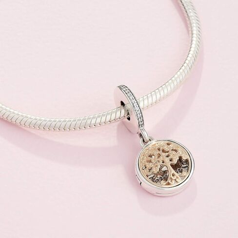 PANDORA Jewelry Family Roots Cubic Zirconia Charm in Sterling Silver and 14K Yellow Gold in Saudi Arabia