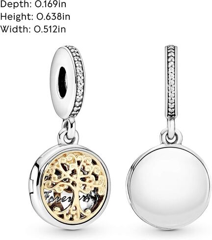 PANDORA Jewelry Family Roots Cubic Zirconia Charm in Sterling Silver and 14K Yellow Gold in Saudi Arabia