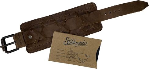 فالهالا جير, سوار راجناروك مصنوع يدويا من الجلد المحبب بالكامل - سوار معصم عصري وانيق وعصري للرجال - قطع صلبة شديدة التحمل، سوار عريض قابل للتعديل - بني بوربون in Kuwait