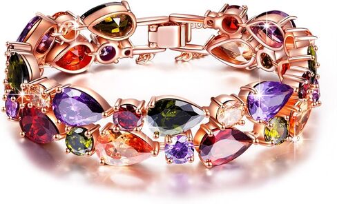 QIANSE "Mona Lisa Multicolor Bracelets, Rose Gold Plated Bracelet for Women, Packaged with Jewelry Box, Christmas Birthday Mothers Day Gifts for Women Mom Wife Grandma in Kuwait