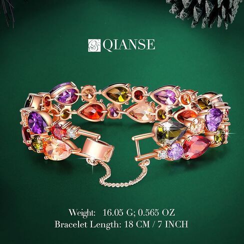 QIANSE "Mona Lisa Multicolor Bracelets, Rose Gold Plated Bracelet for Women, Packaged with Jewelry Box, Christmas Birthday Mothers Day Gifts for Women Mom Wife Grandma in Kuwait