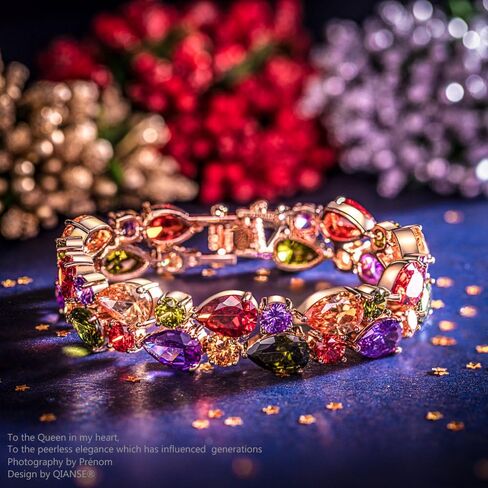 QIANSE "Mona Lisa Multicolor Bracelets, Rose Gold Plated Bracelet for Women, Packaged with Jewelry Box, Christmas Birthday Mothers Day Gifts for Women Mom Wife Grandma in Kuwait