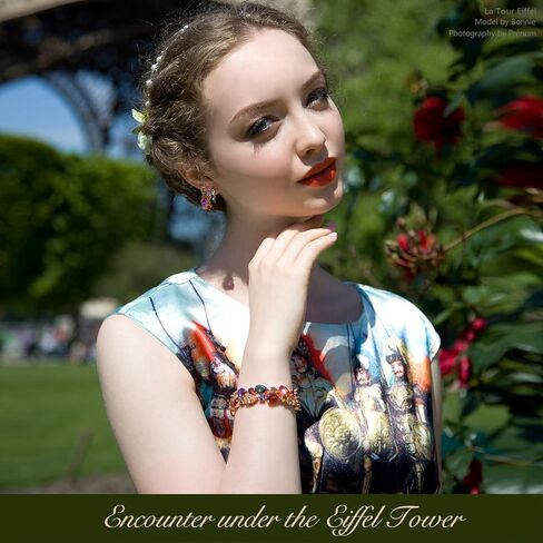 QIANSE "Mona Lisa Multicolor Bracelets, Rose Gold Plated Bracelet for Women, Packaged with Jewelry Box, Christmas Birthday Mothers Day Gifts for Women Mom Wife Grandma in Kuwait