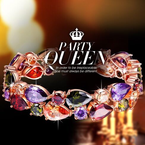 QIANSE "Mona Lisa Multicolor Bracelets, Rose Gold Plated Bracelet for Women, Packaged with Jewelry Box, Christmas Birthday Mothers Day Gifts for Women Mom Wife Grandma in Kuwait