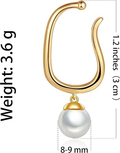 كاولاين بيرل كيبل كليب أقراط متدلية غير مثقوبة أذنين 14K الذهب هوب الغضروف الأذن الصغيرة لا تسبب الحساسية لطيف سحر المجوهرات هدية in Kuwait