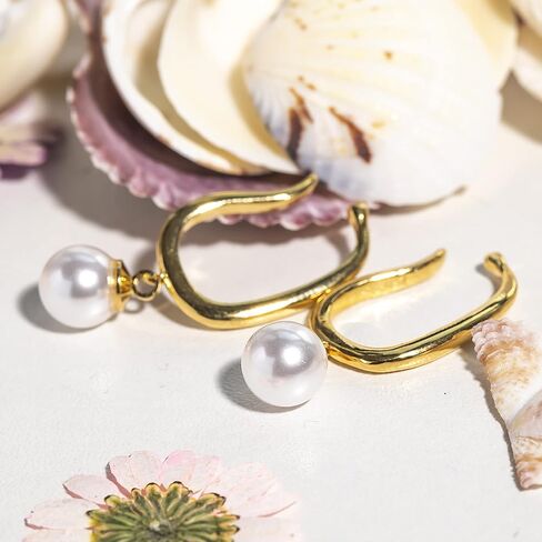 كاولاين بيرل كيبل كليب أقراط متدلية غير مثقوبة أذنين 14K الذهب هوب الغضروف الأذن الصغيرة لا تسبب الحساسية لطيف سحر المجوهرات هدية in Kuwait