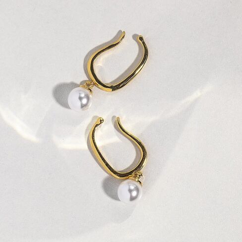 كاولاين بيرل كيبل كليب أقراط متدلية غير مثقوبة أذنين 14K الذهب هوب الغضروف الأذن الصغيرة لا تسبب الحساسية لطيف سحر المجوهرات هدية in Kuwait