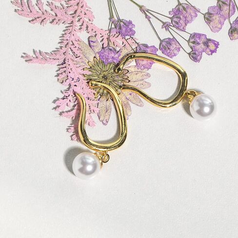 كاولاين بيرل كيبل كليب أقراط متدلية غير مثقوبة أذنين 14K الذهب هوب الغضروف الأذن الصغيرة لا تسبب الحساسية لطيف سحر المجوهرات هدية in Kuwait