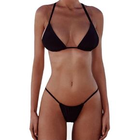 XUNYU Bikini Set Bandage Solid Brazilian Swimwear Two Pieces Swimsuit Padded Thong Bathing Suits