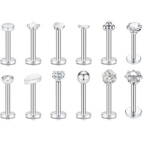 GAGABODY 16G زركون ثلاثي لابريت مونرو الشفاه ترصيع 5/16 "الزنمة الغضروف محارة اللولب القرط للنساء الرجال in Kuwait