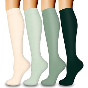 Bluemaple 4 Pack Compression Socks for Women and Men -Best Support for Medical,Running,Nursing,Athletic