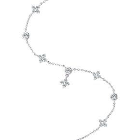 Little Forest Moissanite Bracelet, D-E Color Lab Simulated Diamond Bracelets, 925 Sterling Silver Adjustable Link with 18K White Gold Plated Jewelry Gift for Women