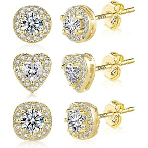 أقراط GloBosenPur Halo أقراط مرصعة بالألماس للنساء أقراط زركونيا مكعبة أقراط كبيرة من الذهب عيار 14 قيراط أقراط مطلية بالذهب للرجال in Kuwait