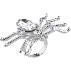 LUX ACCESSORIES Halloween Silver Tone Crystal Rhinestone Spider Ring in Saudi Arabia