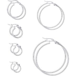 Yanxyad 6 Pairs a Set Hoop Earring or 1 Pairs a Set 316L Stainless Steel Hoop Earrings for Women or Girls