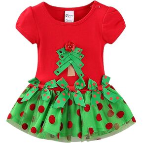 LittleSpring Baby Toddler Girl Christmas Dress with Bowknot Tutu Tulle Dress