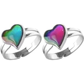Acchmn Mood Ring Love Heart Color Changing Emotional Feeling Adjustable Size Mood Rings 2pcs(Love Heart) in Saudi Arabia