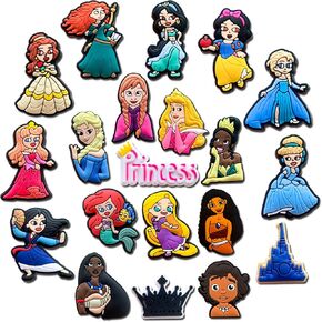 20 قطعة من تعليقات احذية الاميرة لكروكس كلوج مختلفة مطابقة الصنادل والاساور والاساور، تعليقات الاميرة الخيالية للاطفال والبنات والمراهقين والبالغين والنساء، هدايا الحفلات، معدن غير ثمين، بدون احجار in Kuwait