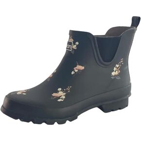 Jileon Womens Ankle Height Waterproof Rubber Rain Boots - Designed For Wide Feet & Wide Calves - Easy to Slip on and Off in Saudi Arabia
