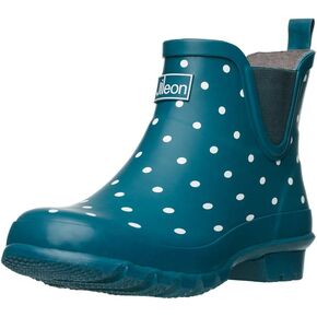 Jileon Womens Ankle Height Waterproof Rubber Rain Boots - Designed For Wide Feet & Wide Calves - Easy to Slip on and Off