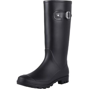 Women's Knee High Rain Boots - Narrow Calf - Fashion Waterproof Tall Wellies Rain Shoes